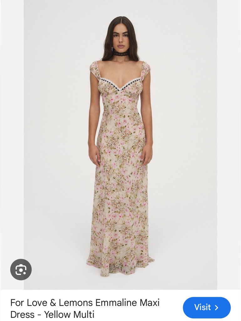 For Love And Lemons Floral Maxi Dress - Pale Yellow & Pink